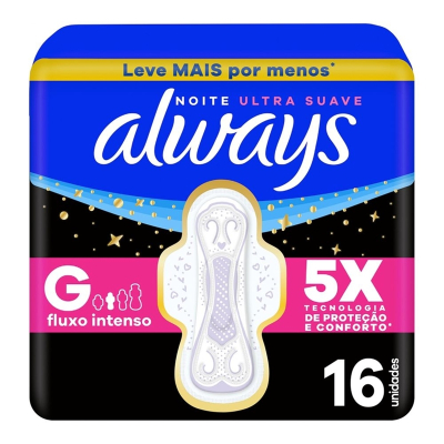 Abs. always noturno suave abas c/16un, always suave noites tranquilas c16