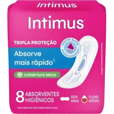 Abs. intimus gel s/ abas seca, intimus tripla protecao s abas seca 8 unds