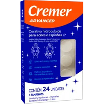 Curativo cremer hidr p/acnes/espin adv 24un, cremer hidrocoloide c24