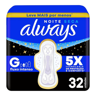Abs. always noturno noite tranquila seca c/abas 32un