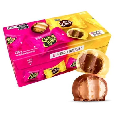 Bombom lacta 220g sonho de valsa e ouro branco