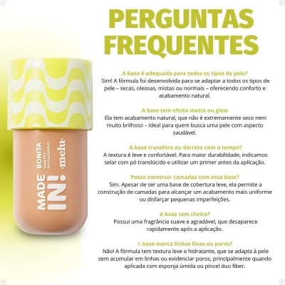 Base liquida tint cor 60 made in melu