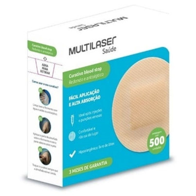 Curativo blood stop em fita cx c/500 un hc485 multilaser