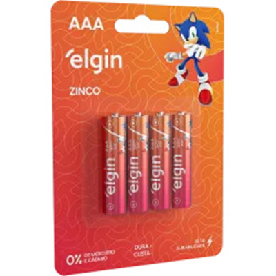 Pilha elgin aaa comum zinco-carvao palito c/4 r03