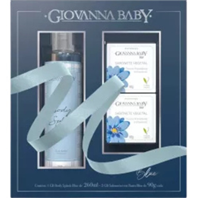 Kit giovanna baby desod body splash 260ml+ 2 sab vegetal 90g blue 422