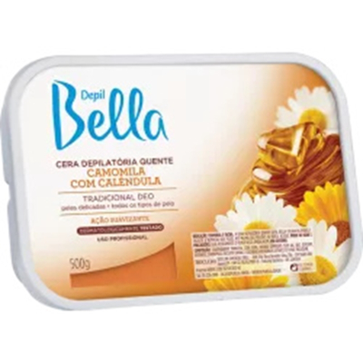 Cera depilatoria depil bella 500g quente camomila/calen, depil bella camomila