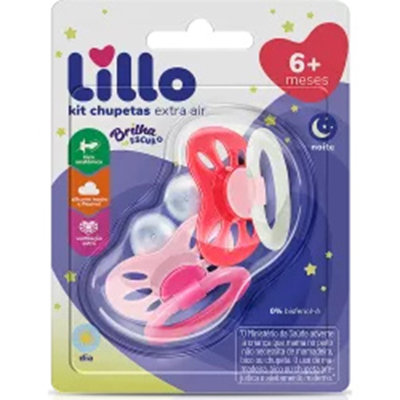 Chupeta lillo dia noite extra air 632431 n.2 rosa 2un
