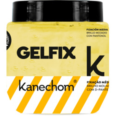 Gel fixador kanechomn amarelo 230g, kanechom gel fix brilho molhado dourado 230gr