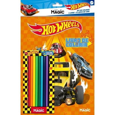 Livro infantil colorir kit lapis de cor hot wheels unidade 580602 - magic kids