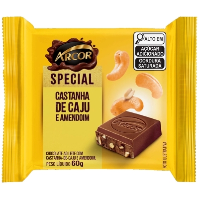 Chocolate arcor special 60g leite/cast caju