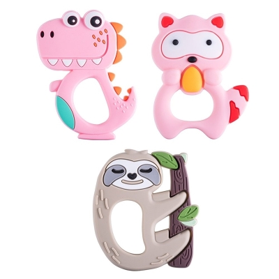 Mordedor infantil bichinhos fem pimpolho rosa/dinossauro