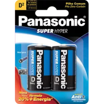 Pilha panasonic super hyper d2 2un gde