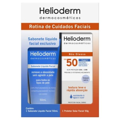 Kit helioderm facial fps50 sabonete