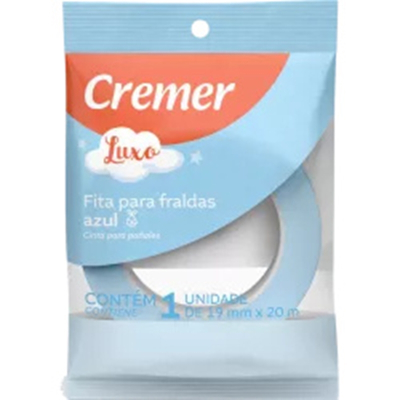 Fita adesiva cremer p/fraldas azul 19mmx20m, fralda cremer azul