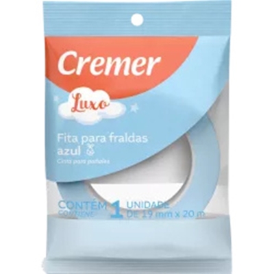FITA ADESIVA CREMER PARA FRALDAS AZUL 19MMX20M, FRALDA CREMER AZUL