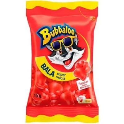Bala macia bubbaloo 15g morango