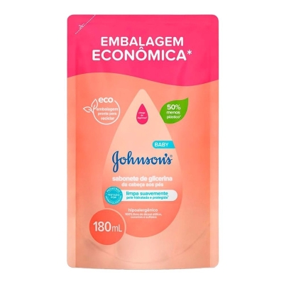 SABONETE LIQUIDO BABY 180 ML GLICERINA CAB/PES REFIL J J