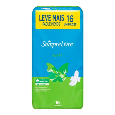 Abs. sempre livre adapt suave c/abas promo 16un, sempre livre suave com abas lv16pg14