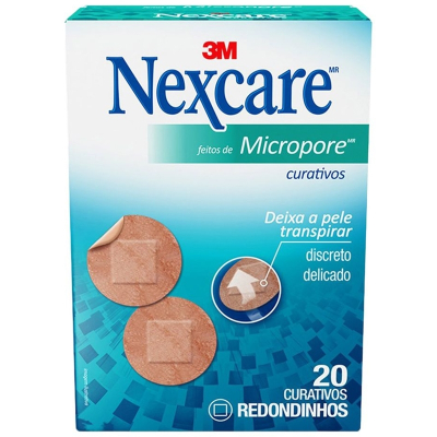 Curativo nexcare 20un micropore redondo, redondo 20und