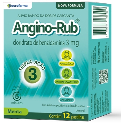 Angino rub menta com 12 pastilhas eurofarma otc