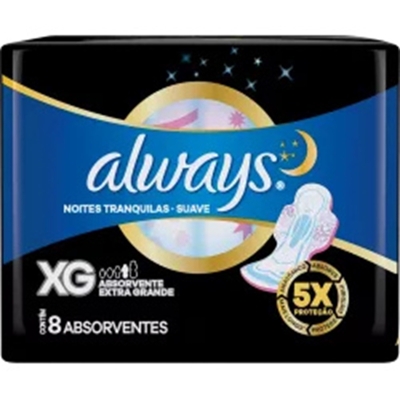ABSORVENTE ALWAYS NOTURNO NOITES TRANQ SV HIPER 8UN 