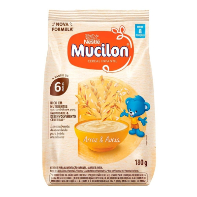 Mucilon 180g arroz aveia integral sachet
