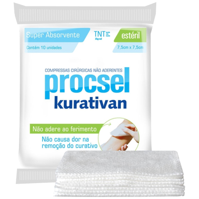 Compressa nao aderente esteril kurativan c/10 und 1unds procsel