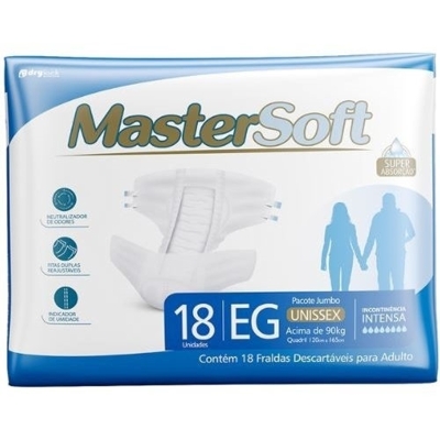 FRALDA GERIATRICA MASTERSOFT JUMBO EG COM 18 UN