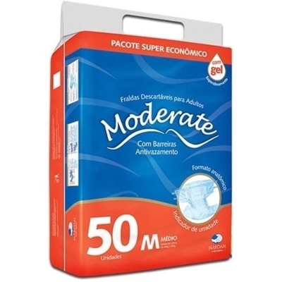 FRALDA GERIATRICA MODERATE ECONOMICA ADULTA M COM 50 UN