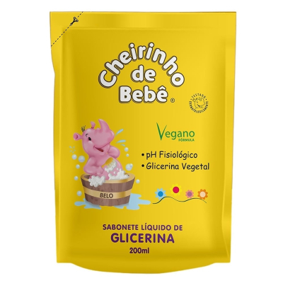 Sab. liquido cheirinho de bebe 200ml refil glicerina