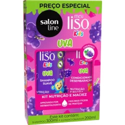 Kit salon line sh. 300ml + cond. 200ml meu liso kids uva