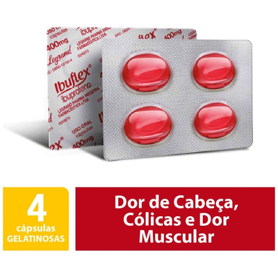 Ibuflex 400mg 4cap, 400 mg cap gel mole ct bl al plas inc x 40 (emb mult)