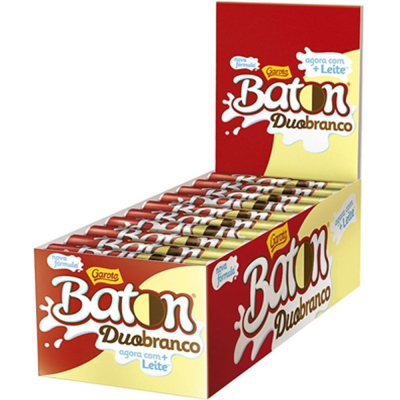 Chocolate baton duo 2 em 1 - 16g, baton ao leite ou duo branco 16gr