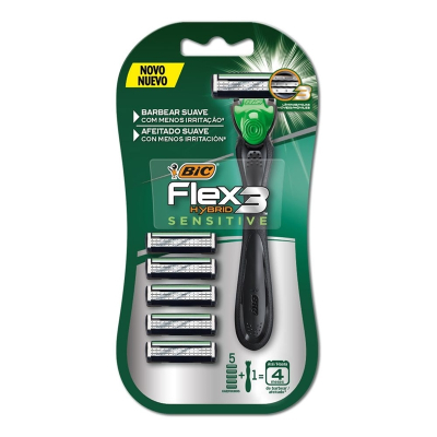 Ap. barba bic flex 3 hybrid sensitive 1un+5un carga