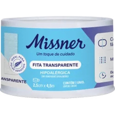 FITA TRANSPARENTE HIPOALERGICA 2,5CM X 4,5M MISSNER