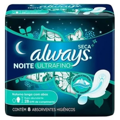 Abs. always noites tranquilas ultra notur 8un, always ultrafina seca com abas 08und