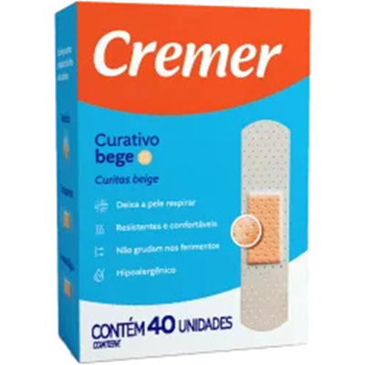 Curativo bege cremer 40un, bege c/ 40un
