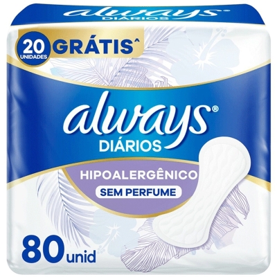 ABSORVENTE ALWAYS PROT DIARIO 80UN RESPIRAVEL S/PERFUME