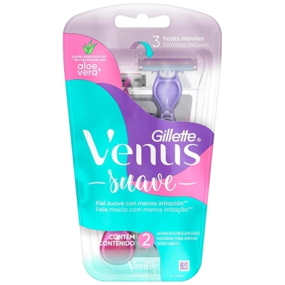 APARELHO DEPIL VENUS 3 COM 2UN SUAVE GILLETTE, GILLETTE SIMPLY VENUS 2UN