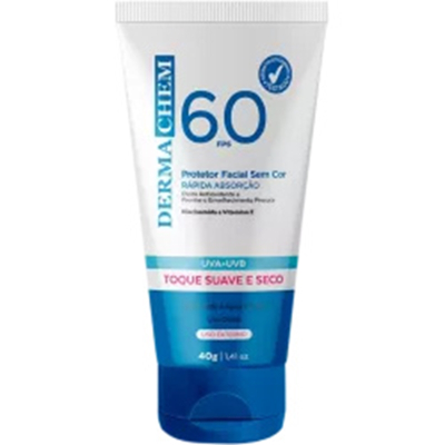 Protetor solar dermachem f60 facial sem cor 40g