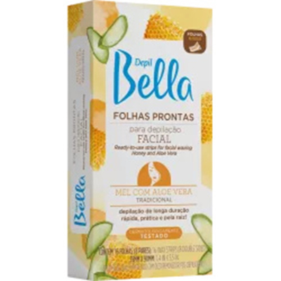 Folhas depilacao depil bella 16un facial mel/aloe vera