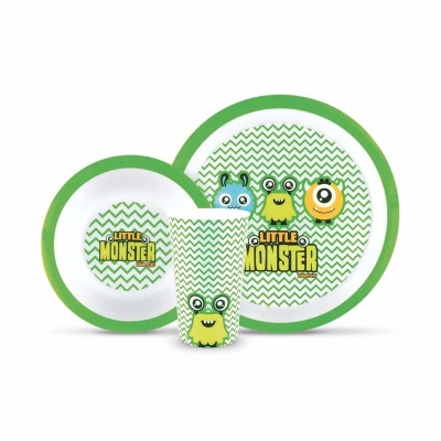 KIT ALIMENTACAO 3 PECAS MASC PIMPOLHO VERDE/MONSTRINHOS
