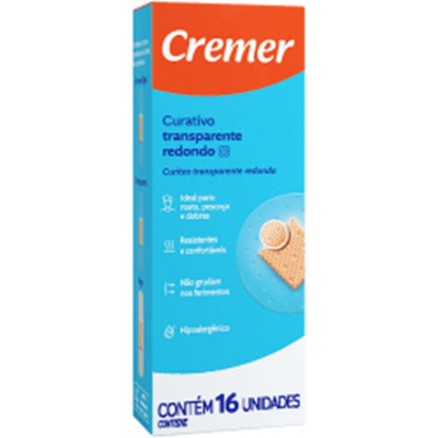 Curativo cremer redondo 16un, transparente redondo 16unid