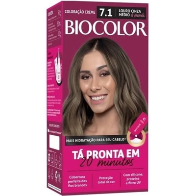 Tint. biocolor 7.1 mk louro cinza medio 20min 